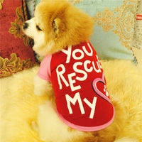 HKM-7229629 Monogrammed Cotton Pet Vest in Red and Blue - Casual Style for Small to Large Dogs