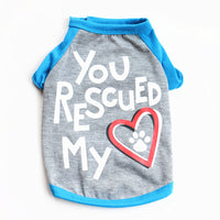 HKM-7229629 Monogrammed Cotton Pet Vest in Red and Blue - Casual Style for Small to Large Dogs