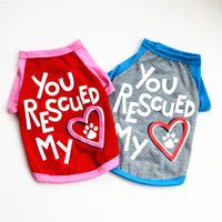 HKM-7229629 Monogrammed Cotton Pet Vest in Red and Blue - Casual Style for Small to Large Dogs
