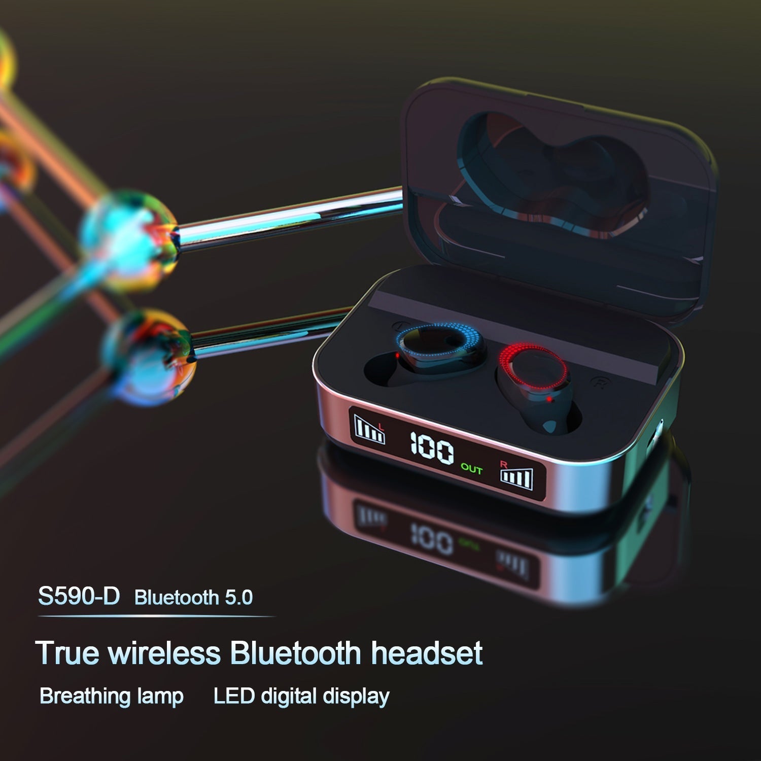 HKM-723027 Wireless Binaural Bluetooth Headset with Power Display and Long Battery Life