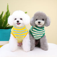 HKM-7230909 Striped Fluffy Coat for Pets - Available in Yellow and Green, Sizes S-XXL
