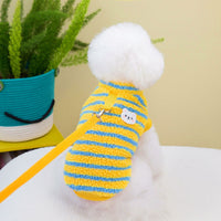 HKM-7230909 Striped Fluffy Coat for Pets - Available in Yellow and Green, Sizes S-XXL