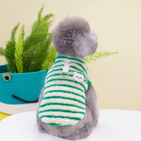 HKM-7230909 Striped Fluffy Coat for Pets - Available in Yellow and Green, Sizes S-XXL