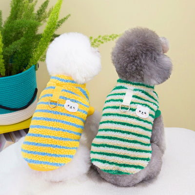 HKM-7230909 Striped Fluffy Coat for Pets - Available in Yellow and Green, Sizes S-XXL
