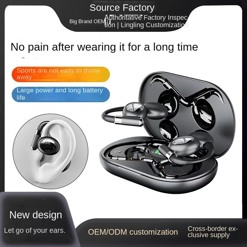 HKM-723155 True Wireless Bluetooth Sports Headset with LED Battery Indicator and Ear-Hanging Design