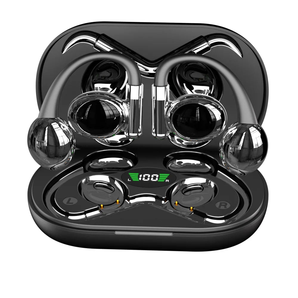 HKM-723155 True Wireless Bluetooth Sports Headset with LED Battery Indicator and Ear-Hanging Design