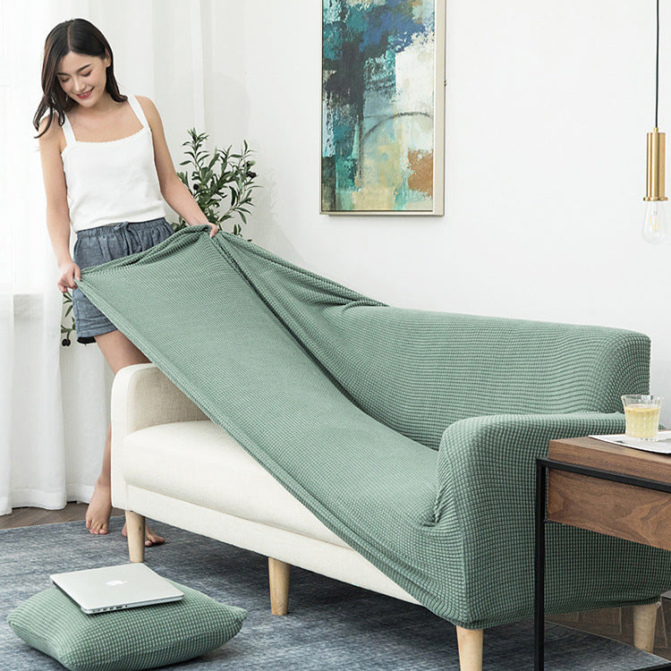 HKM-723219 Universal Solid Color Sofa Cover for Three-Seater - Modern Polyester Fabric, Fits Sizes S, M, L, XL