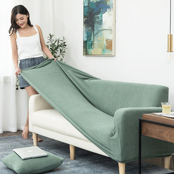 HKM-723219 Universal Solid Color Sofa Cover for Three-Seater - Modern Polyester Fabric, Fits Sizes S, M, L, XL