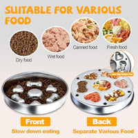 HKM-7232701 Non-Slip Stainless Steel Slow Feeder Dog Bowl with Heart and Bones Design for Small to Large Breeds