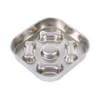 HKM-7232701 Non-Slip Stainless Steel Slow Feeder Dog Bowl with Heart and Bones Design for Small to Large Breeds