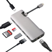 HKM-723667 7-in-1 USB-C Hub with 4K HDMI, Ethernet, USB 3.0, and Dual SD/TF Card Reader