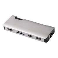 HKM-723667 7-in-1 USB-C Hub with 4K HDMI, Ethernet, USB 3.0, and Dual SD/TF Card Reader