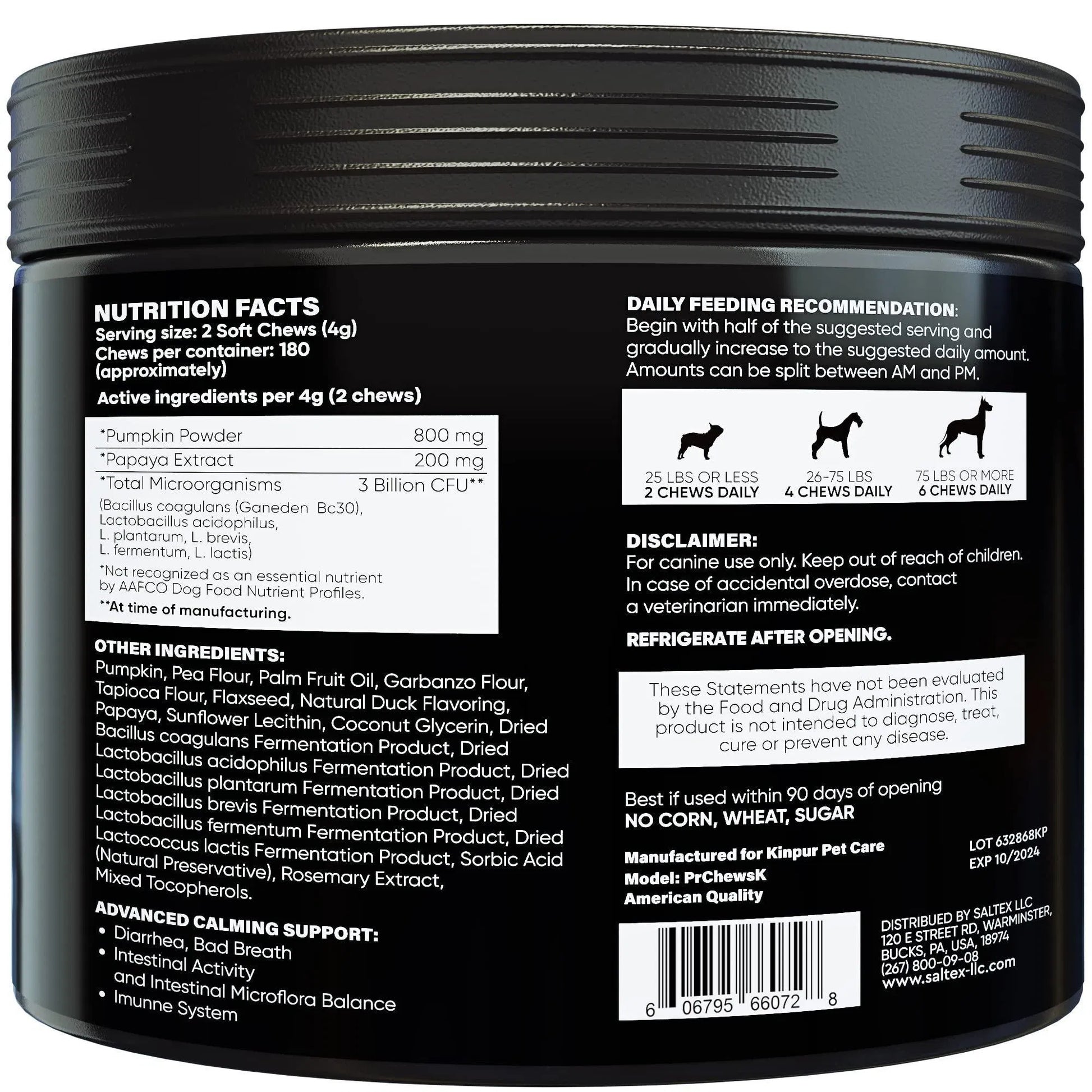 HKM-7237053 Probiotics for Dogs with Digestive Enzymes - Support Gut Health, Allergies, Itchy Skin, and Immunity - Duck Flavor Chews, 180 Count