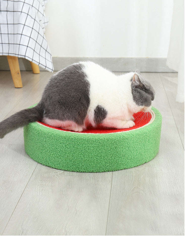 HKM-7237181 Sisal Cat Scratching Board Nest - Wear-Resistant, Multifunctional Watermelon Shape Claw Basin for Cats up to 16 kg