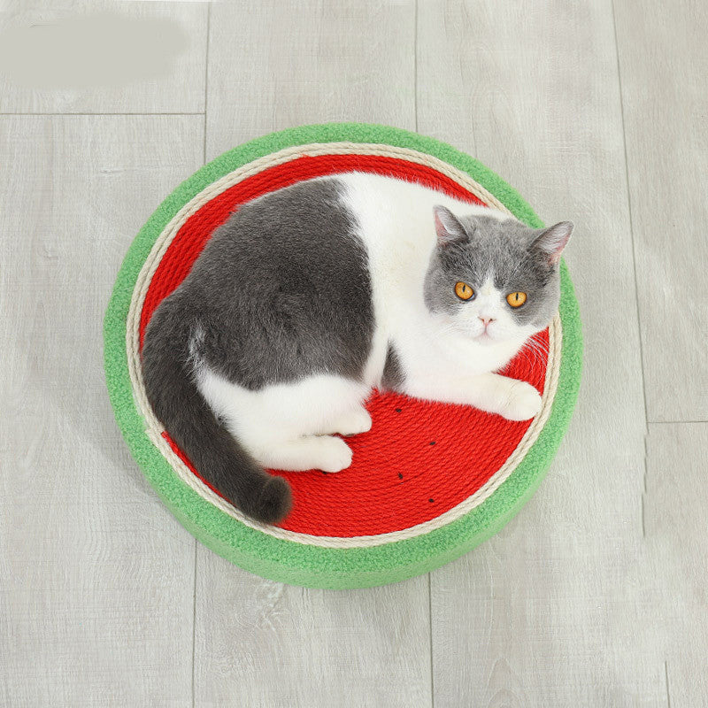 HKM-7237181 Sisal Cat Scratching Board Nest - Wear-Resistant, Multifunctional Watermelon Shape Claw Basin for Cats up to 16 kg