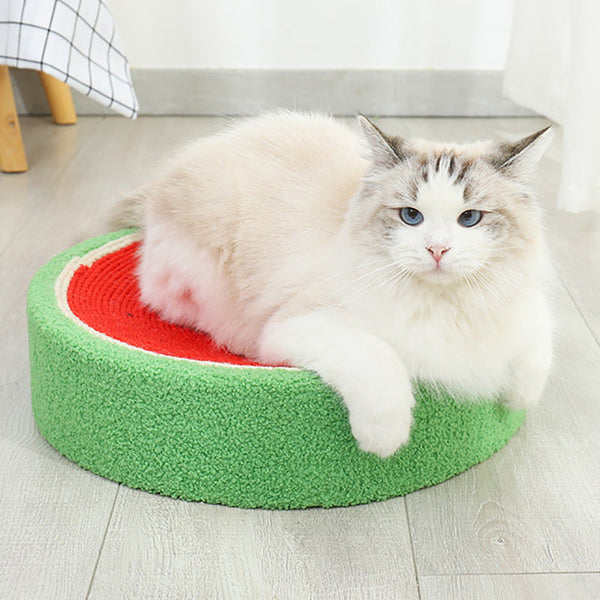 HKM-7237181 Sisal Cat Scratching Board Nest - Wear-Resistant, Multifunctional Watermelon Shape Claw Basin for Cats up to 16 kg