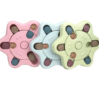 HKM-7237821 Interactive Educational Feeding Toy for Dogs – Engaging Puzzle with Round, Hexagonal, Paw Print Designs in Blue, Green, and Pink