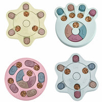 HKM-7237821 Interactive Educational Feeding Toy for Dogs – Engaging Puzzle with Round, Hexagonal, Paw Print Designs in Blue, Green, and Pink