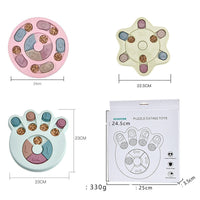HKM-7237821 Interactive Educational Feeding Toy for Dogs – Engaging Puzzle with Round, Hexagonal, Paw Print Designs in Blue, Green, and Pink