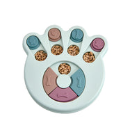 HKM-7237821 Interactive Educational Feeding Toy for Dogs – Engaging Puzzle with Round, Hexagonal, Paw Print Designs in Blue, Green, and Pink