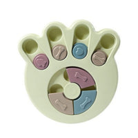 HKM-7237821 Interactive Educational Feeding Toy for Dogs – Engaging Puzzle with Round, Hexagonal, Paw Print Designs in Blue, Green, and Pink