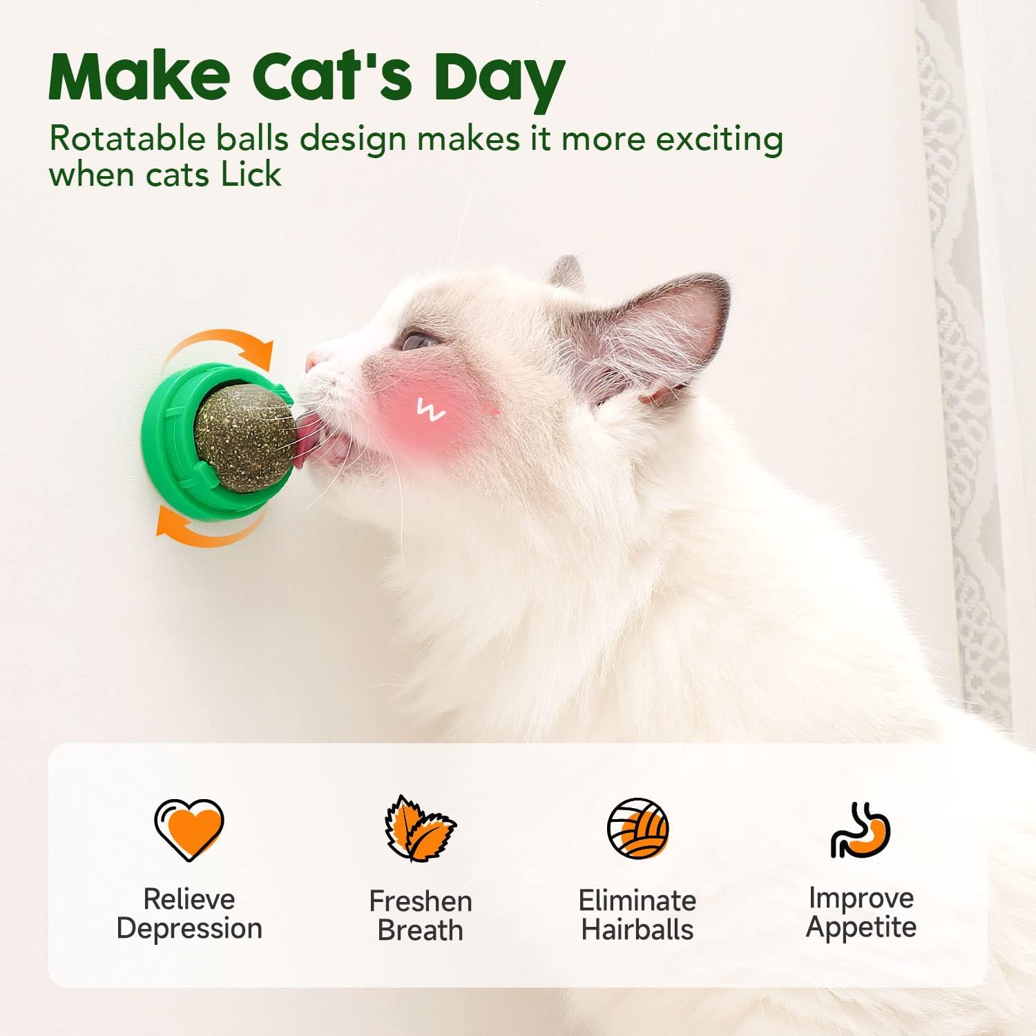 HKM-7238461 Natural Catnip Toys - 4 Pack of Edible Chew Balls for Dental Health and Playtime