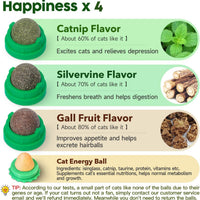 HKM-7238461 Natural Catnip Toys - 4 Pack of Edible Chew Balls for Dental Health and Playtime
