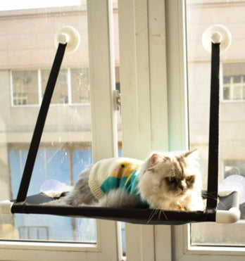 HKM-7238589 Window Sill Cat Hammock – Double Layer Coral Velvet Cat Cushion with Suction Cups, Holds Up to 10kg