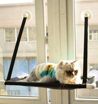 HKM-7238589 Window Sill Cat Hammock – Double Layer Coral Velvet Cat Cushion with Suction Cups, Holds Up to 10kg