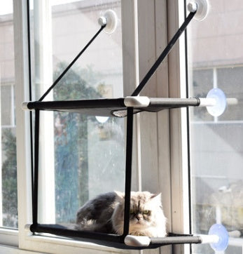 HKM-7238589 Window Sill Cat Hammock – Double Layer Coral Velvet Cat Cushion with Suction Cups, Holds Up to 10kg