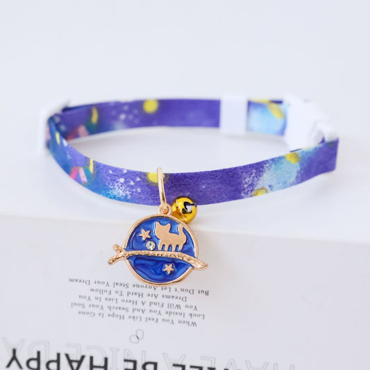 HKM-7238973 Colorful Polyester Pet Collar with Safety Buckle and Bell for Cats and Dogs