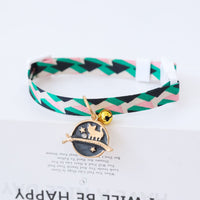 HKM-7238973 Colorful Polyester Pet Collar with Safety Buckle and Bell for Cats and Dogs
