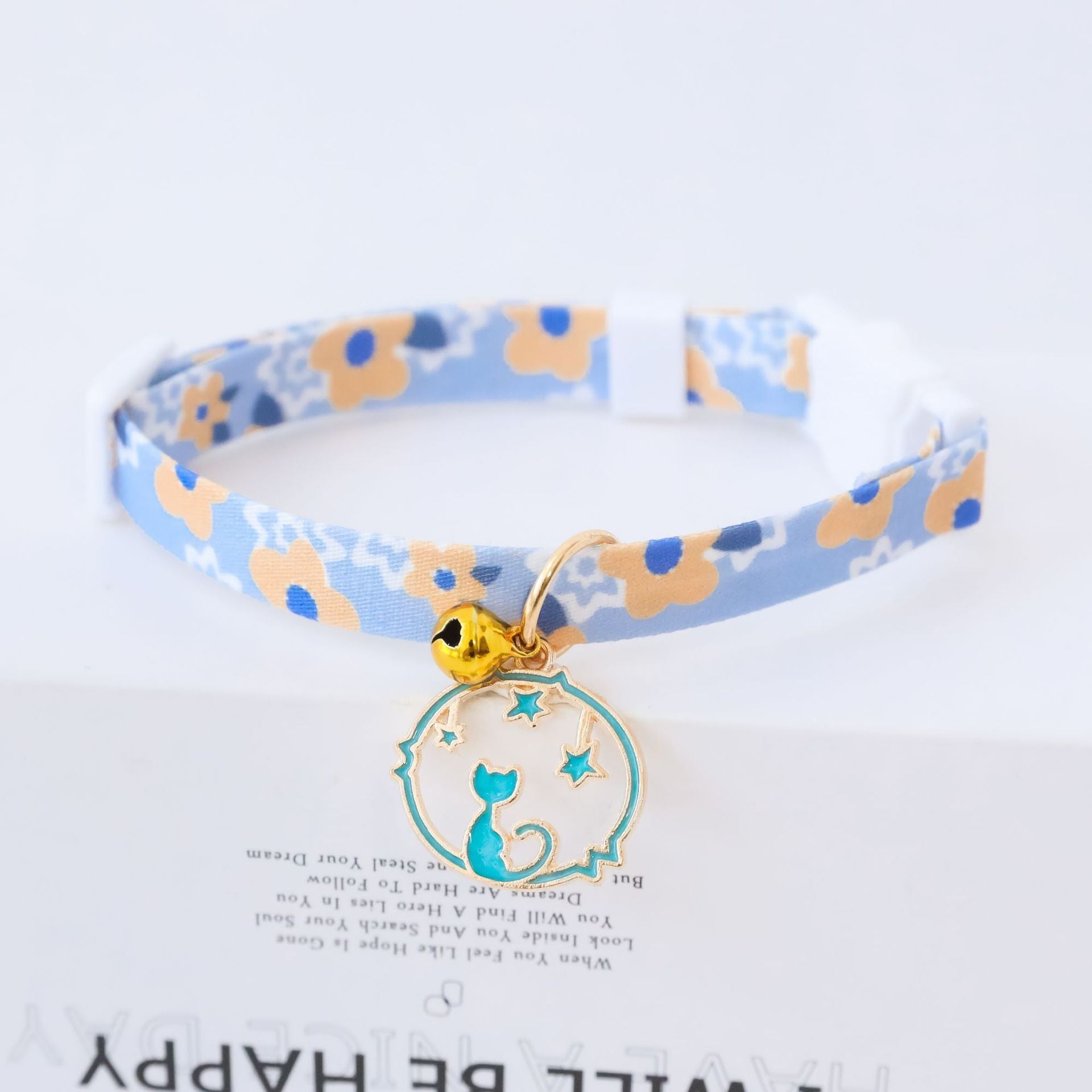 HKM-7238973 Colorful Polyester Pet Collar with Safety Buckle and Bell for Cats and Dogs
