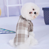 HKM-7239357 Chinese Style Bow Tie Stand Collar Pet Shirt in Blue and Brown Casual Wear