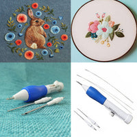 HKM-723987 Magic Embroidery Pen Set with 3 Interchangeable Needles - DIY Craft Tool