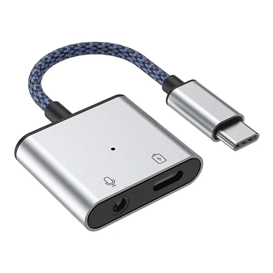 HKM-724051 Type C Headphone Jack Adapter for iPhone 15/15 Pro - 2 in 1 USB-C Audio Converter