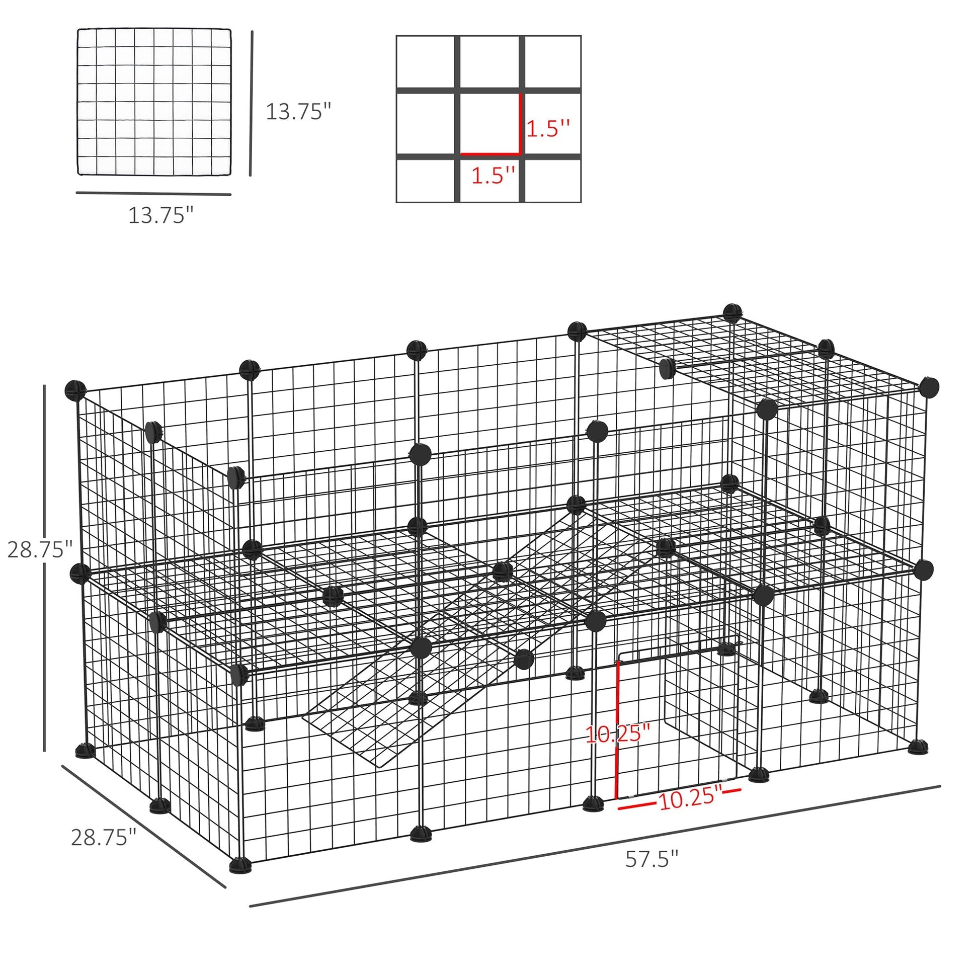 HKM-7240637 Expandable Small Animal Playpen with Door - 36 Panel Cage for Rabbits, Chinchillas & Pet Minks