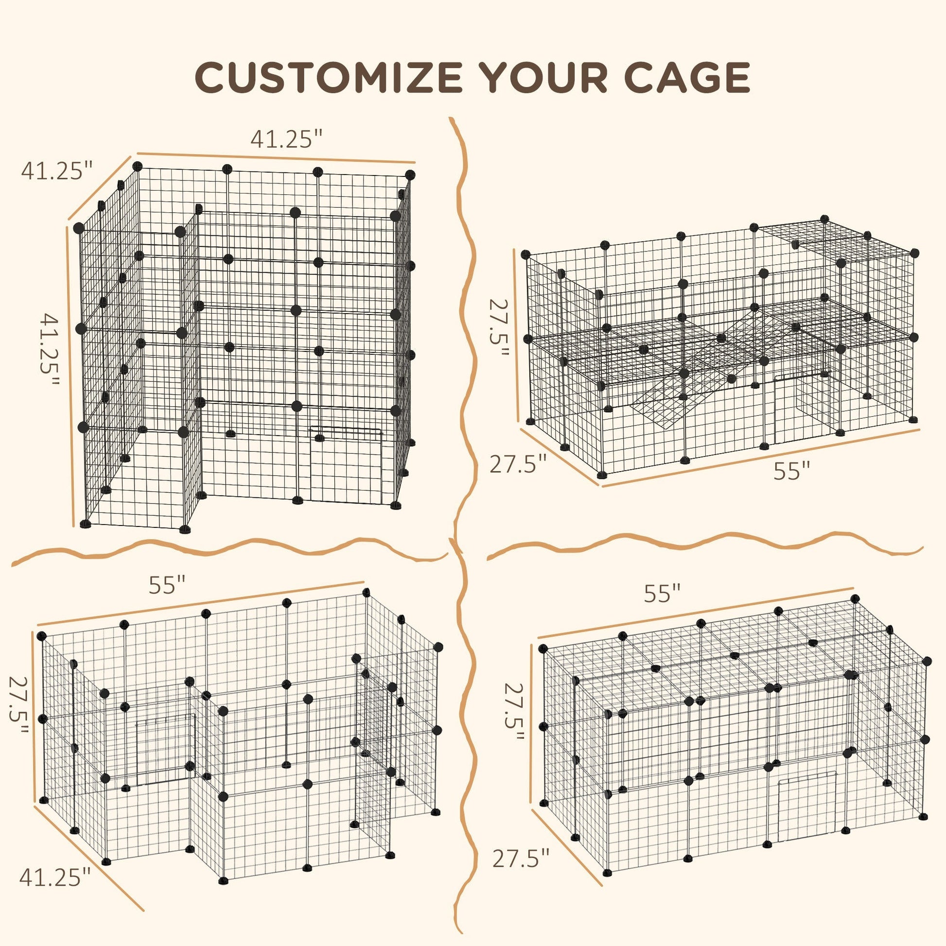HKM-7240637 Expandable Small Animal Playpen with Door - 36 Panel Cage for Rabbits, Chinchillas & Pet Minks