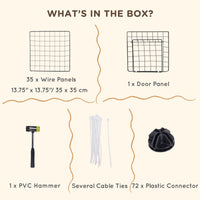 HKM-7240637 Expandable Small Animal Playpen with Door - 36 Panel Cage for Rabbits, Chinchillas & Pet Minks