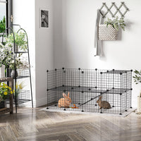 HKM-7240637 Expandable Small Animal Playpen with Door - 36 Panel Cage for Rabbits, Chinchillas & Pet Minks