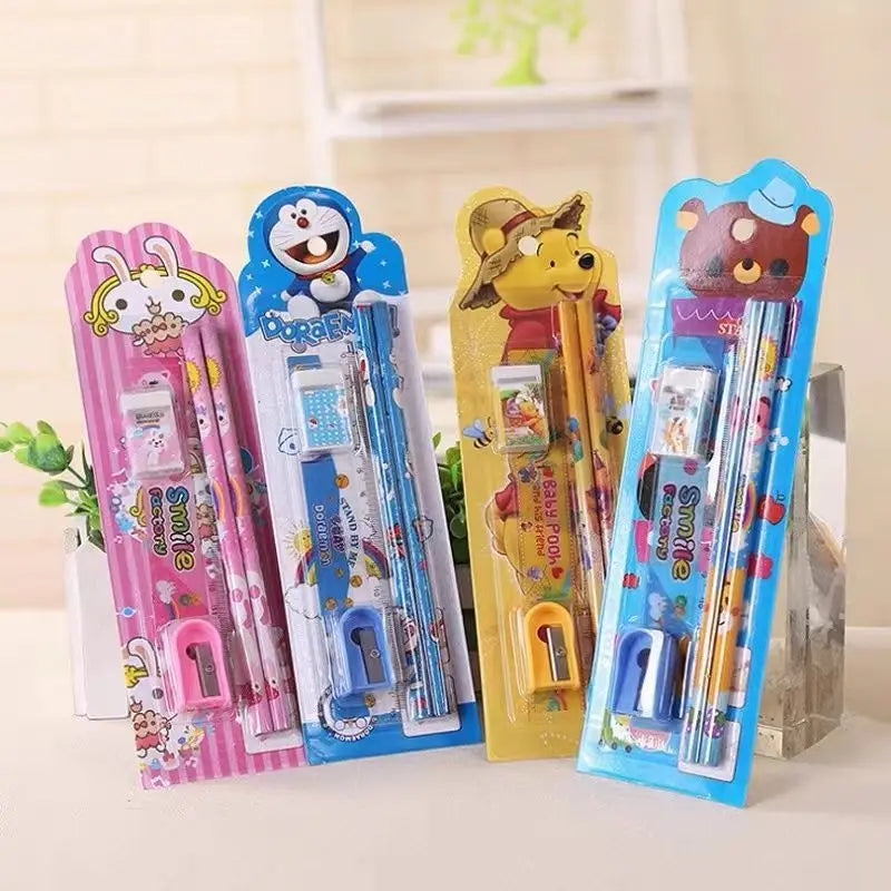 HKM-724115 Creative Plastic Wood Stationery Set for Children with Gift Box, Ideal for Primary School Activities
