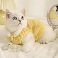 HKM-7241405 Warm Fleece-Lined Cat Clothing in Pink and Yellow Velvet, Sizes S to XL