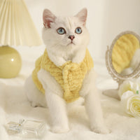 HKM-7241405 Warm Fleece-Lined Cat Clothing in Pink and Yellow Velvet, Sizes S to XL