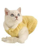 HKM-7241405 Warm Fleece-Lined Cat Clothing in Pink and Yellow Velvet, Sizes S to XL