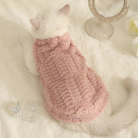 HKM-7241405 Warm Fleece-Lined Cat Clothing in Pink and Yellow Velvet, Sizes S to XL
