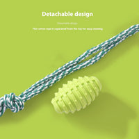 HKM-7241789 Durable Dog Molar Toy - Big Bends & Hitches Cotton Rope Ball in Green and Pink