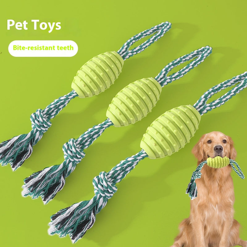 HKM-7241789 Durable Dog Molar Toy - Big Bends & Hitches Cotton Rope Ball in Green and Pink