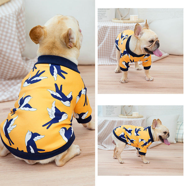 HKM-7242045 Casual Yellow & Dark Blue Dog Sweater for All Breeds - Sizes S to XXL