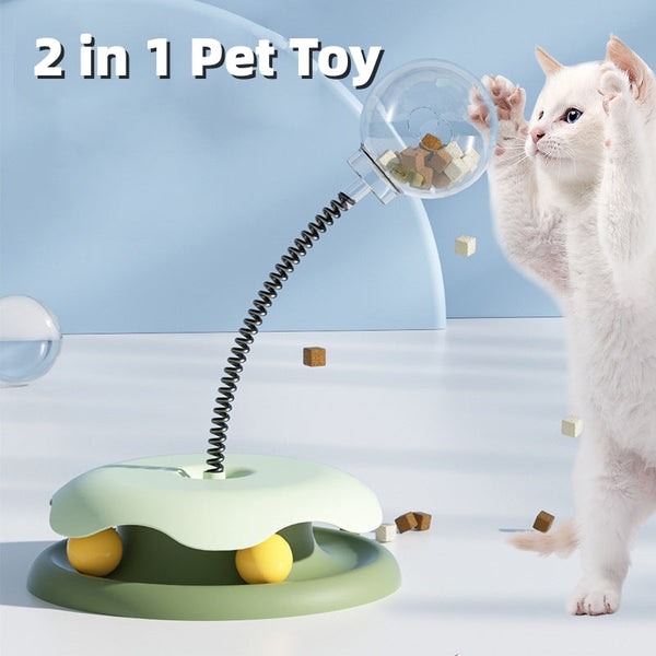 HKM-7242941 Interactive Cat Toy with Treat Dispenser and Spring Mechanism for Playful Kittens