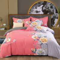 HKM-724307 Cotton Winter Linen Quilt Cover Bedding Set - Plant and Flower Design, Multiple Sizes Available